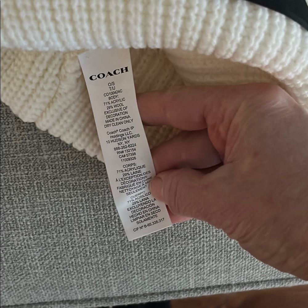 Coach White Knit Beanie - Picture 5 of 6